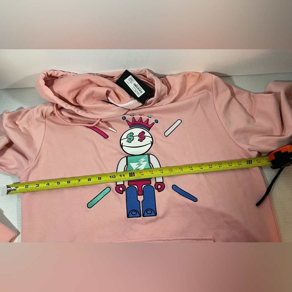 BKYS Sweatshirt Hoodie Brick Toy Men Pink Graphic Kangaroo Pocket Drawcord 2XL - Picture 8 of 11